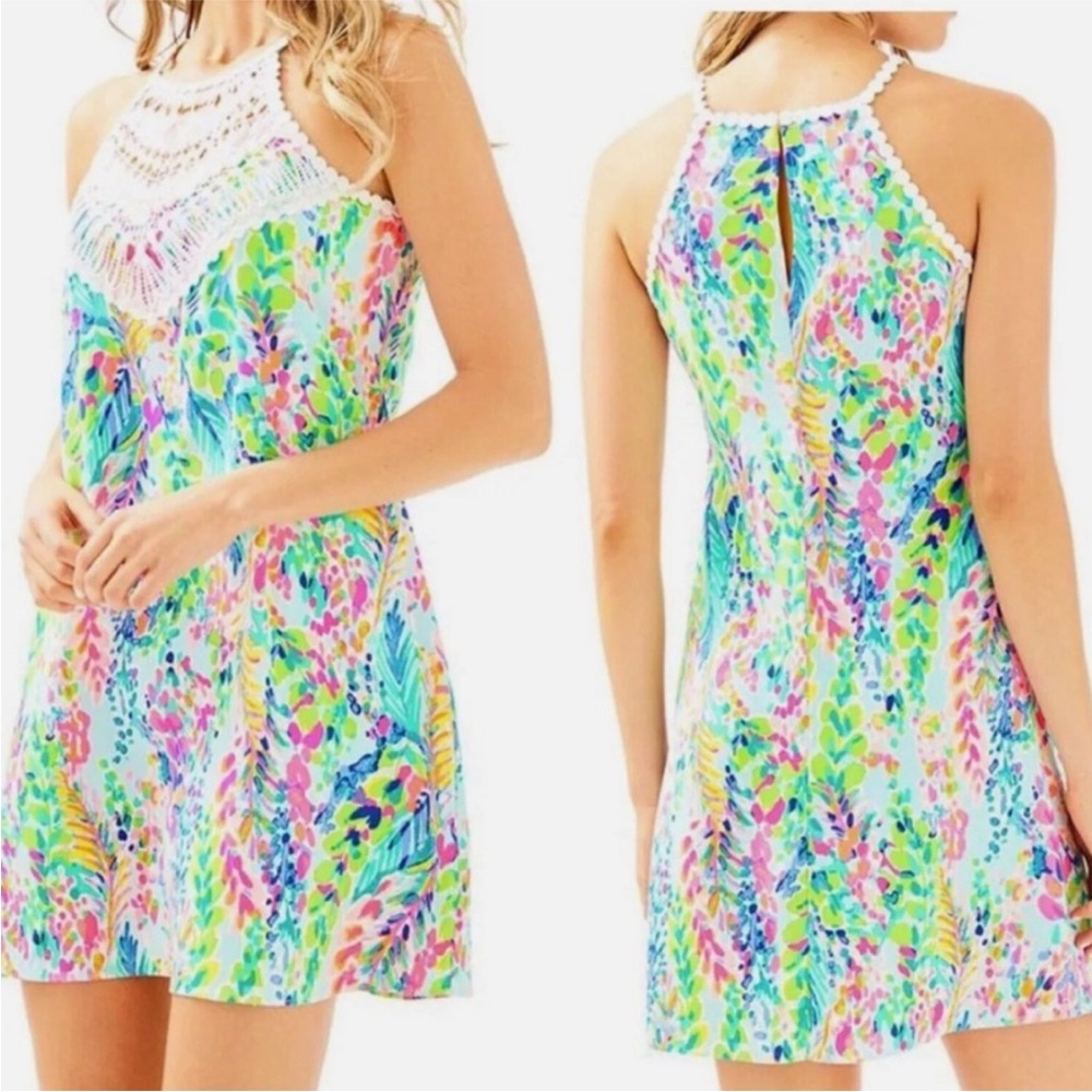 Lilly Pulitzer Pearl Soft Shift Mini Dress Catch The Wave Size 0 Like New - Picture 2 of 11